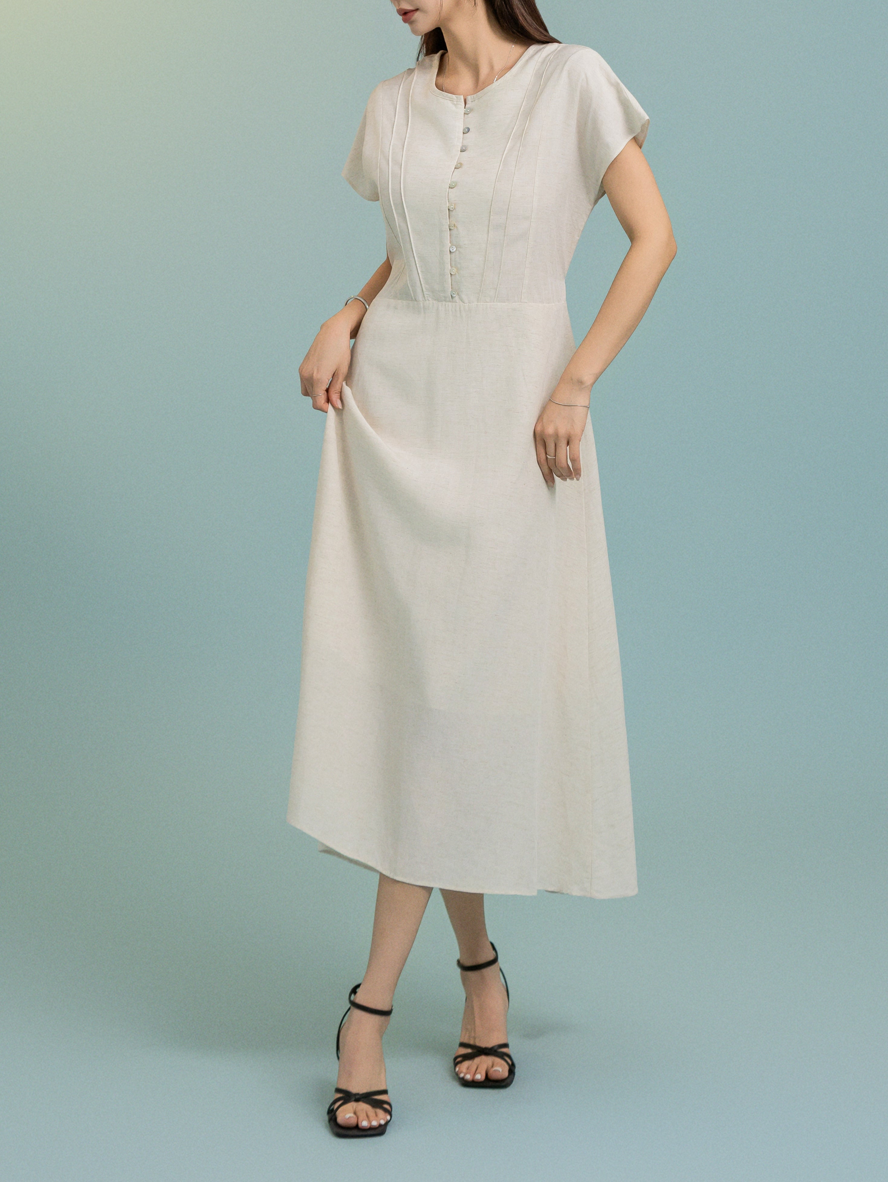 Paul Pin Midi Dress Beige