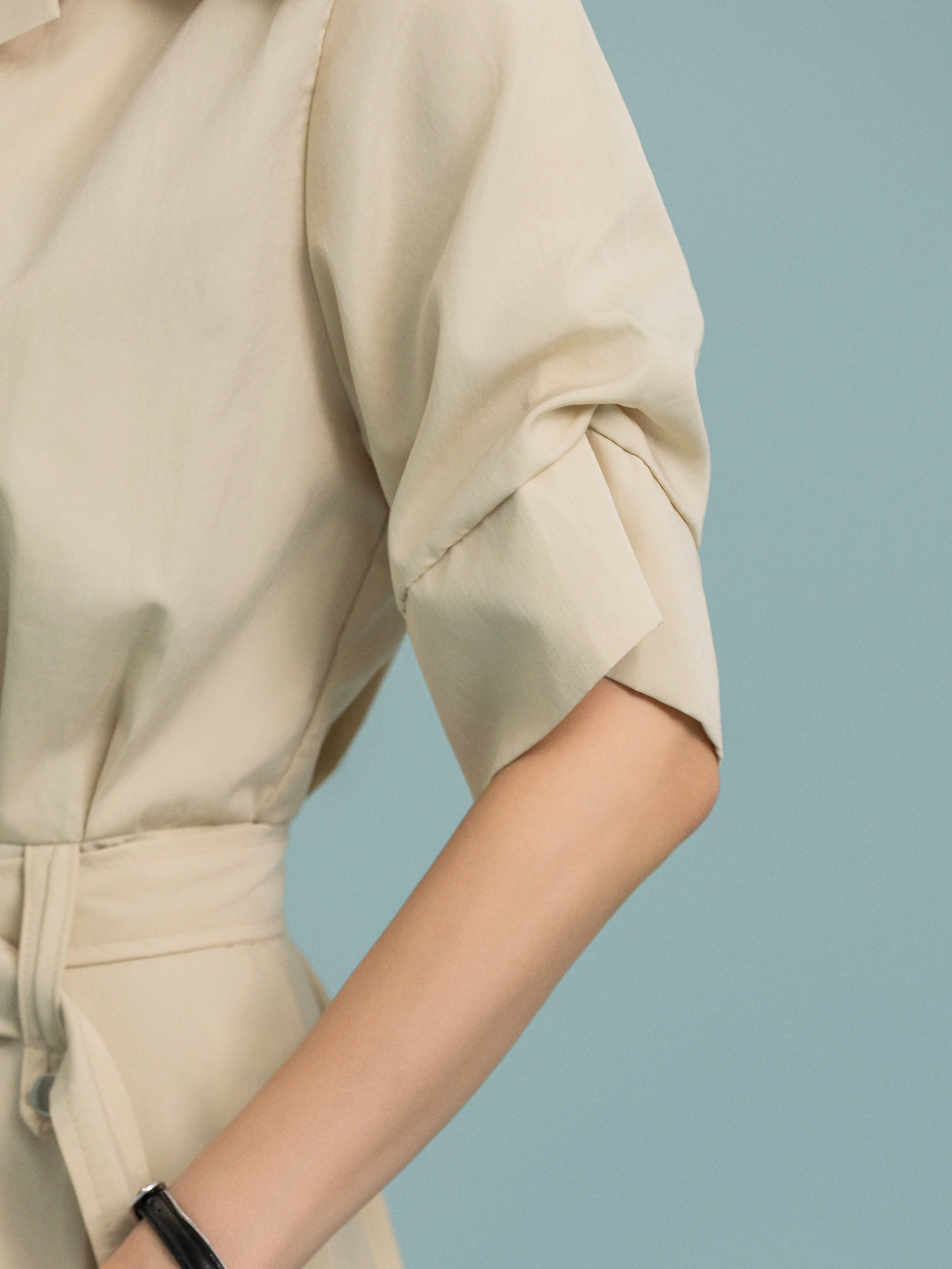 Seoul Collar Midi Dress - Beige