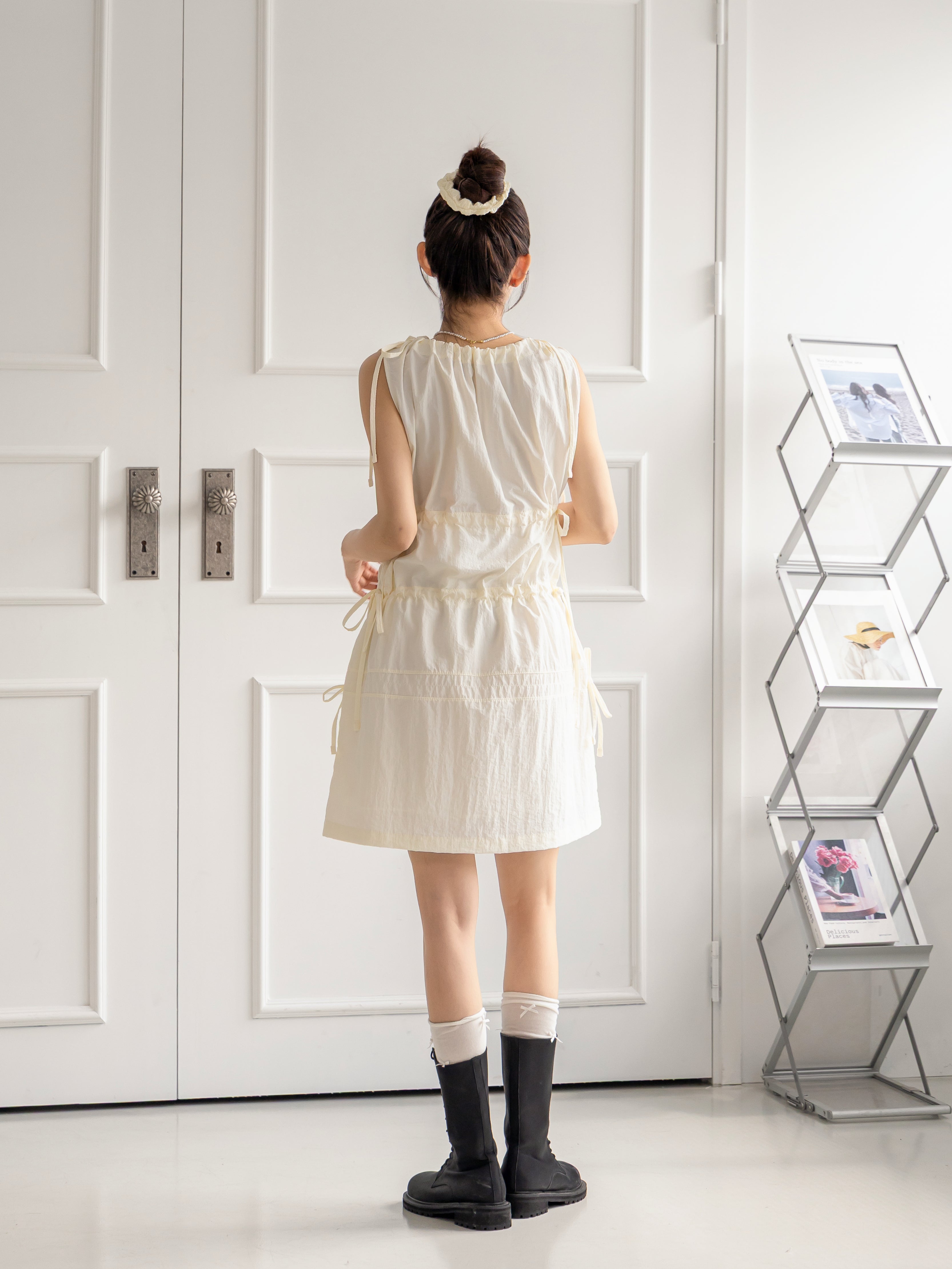 Angel Ribbon Short Dress (Cream)