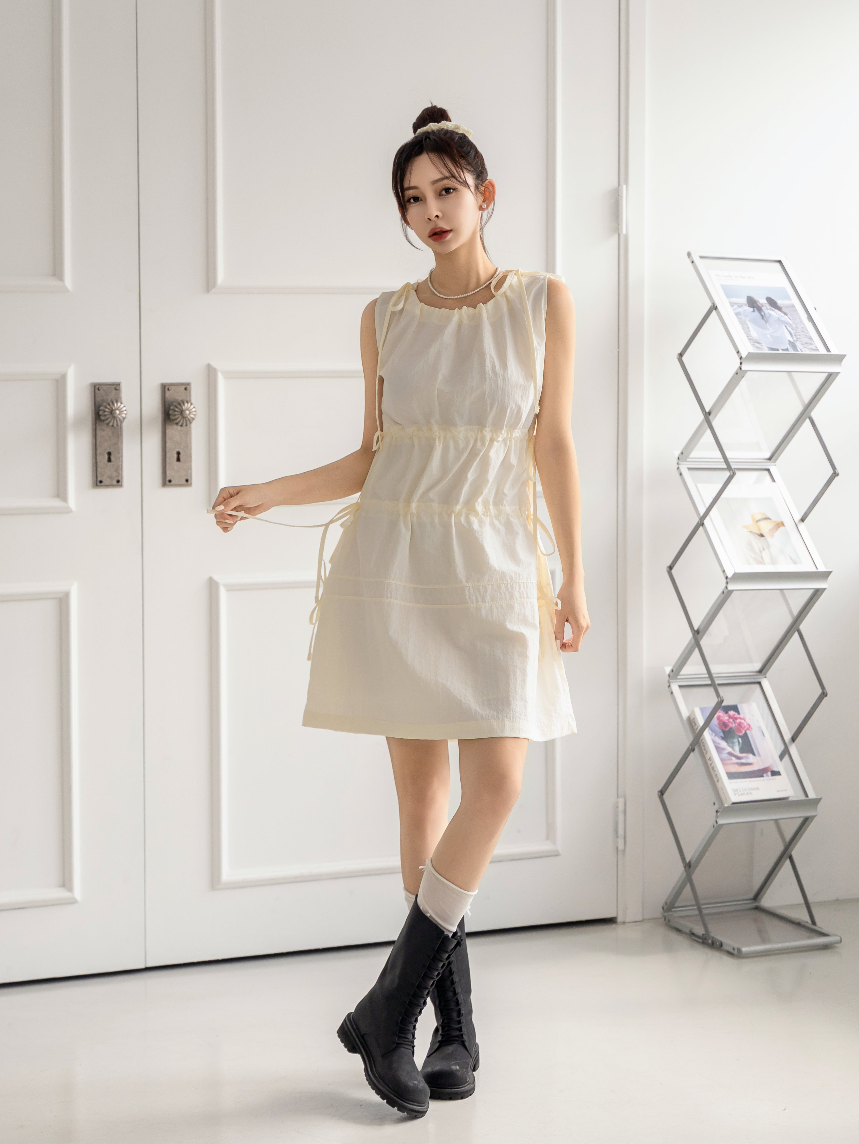 Angel Ribbon Short Dress (Cream)