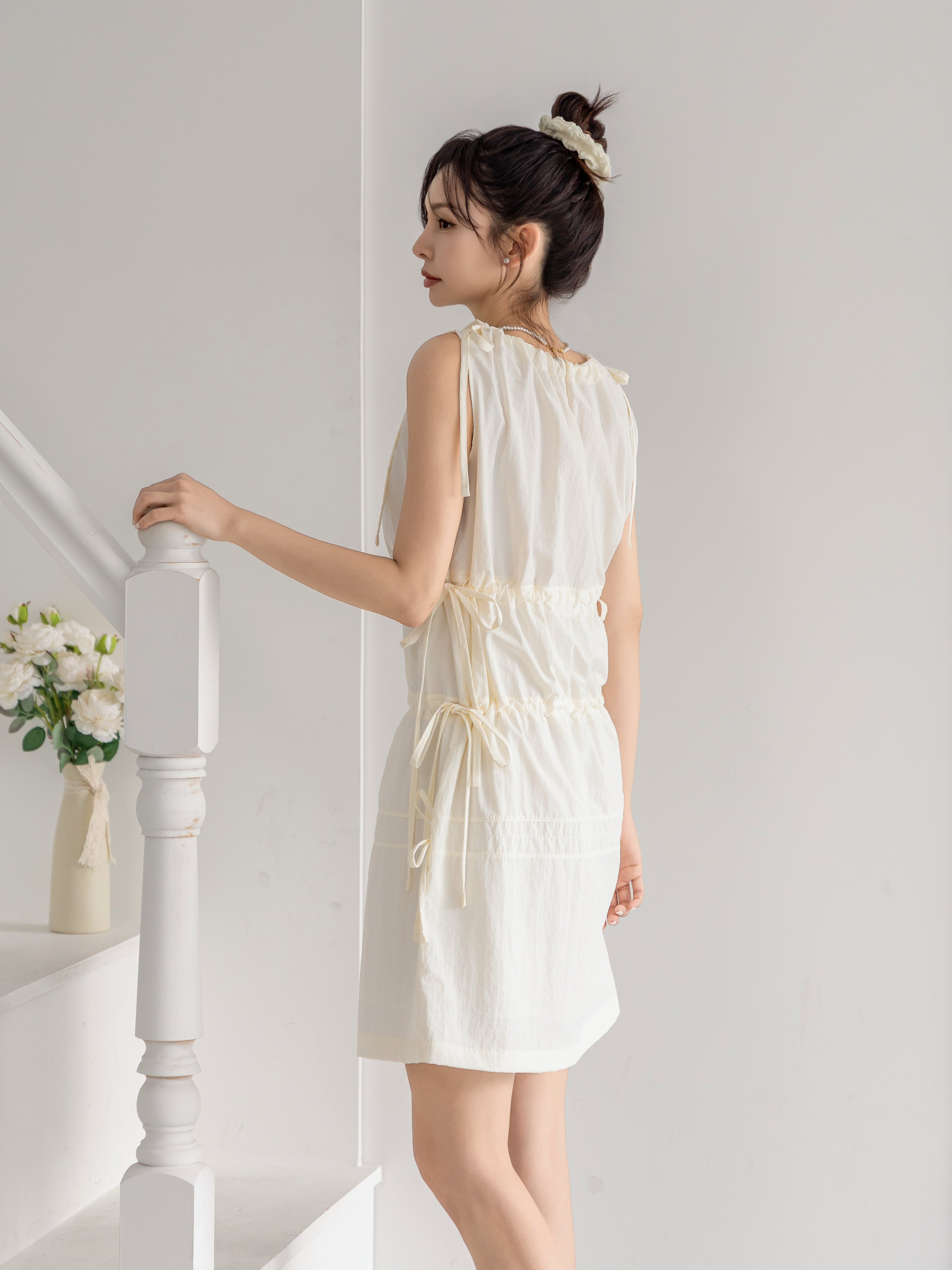 Angel Ribbon Short Dress (Cream)