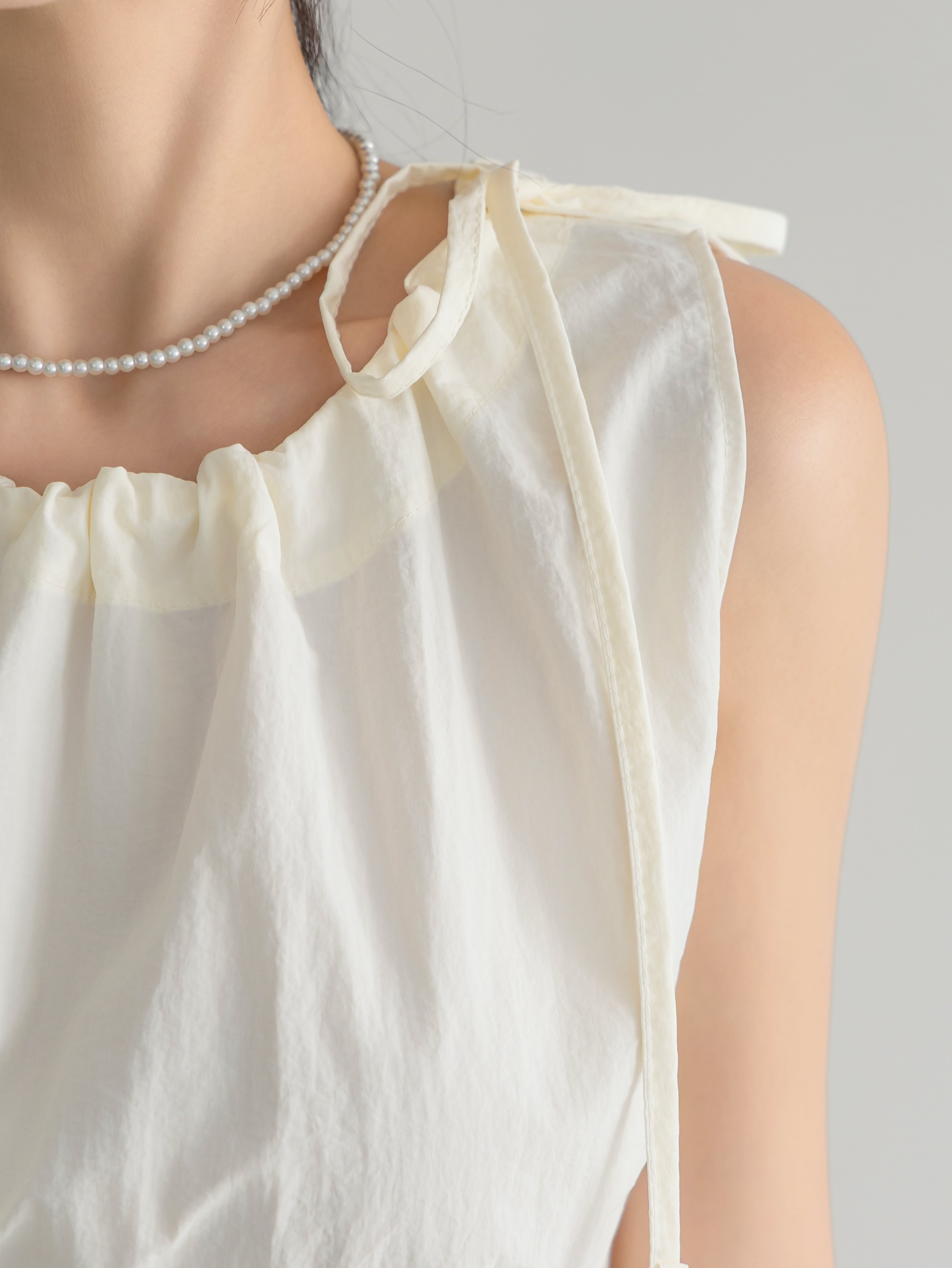 Angel Ribbon Short Dress (Cream)