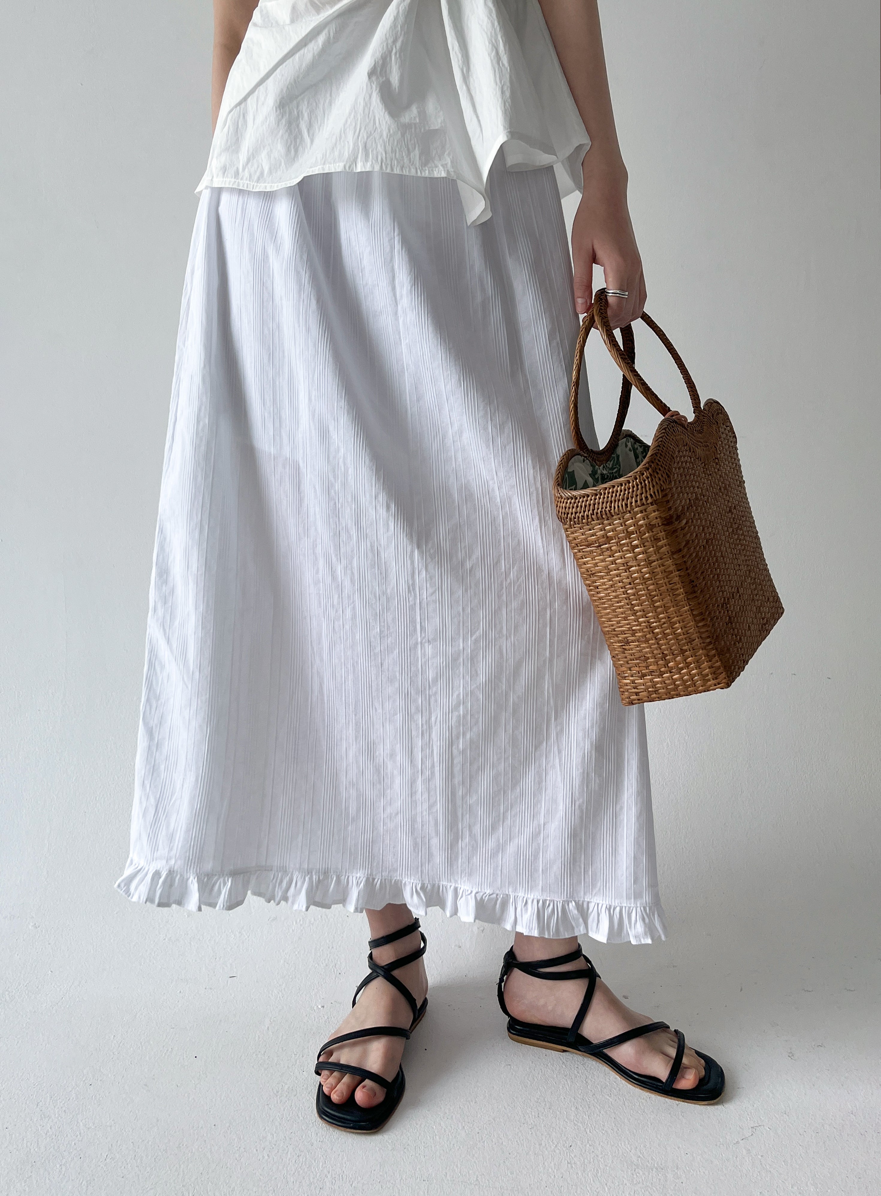 Ruffle Hem Long Skirt