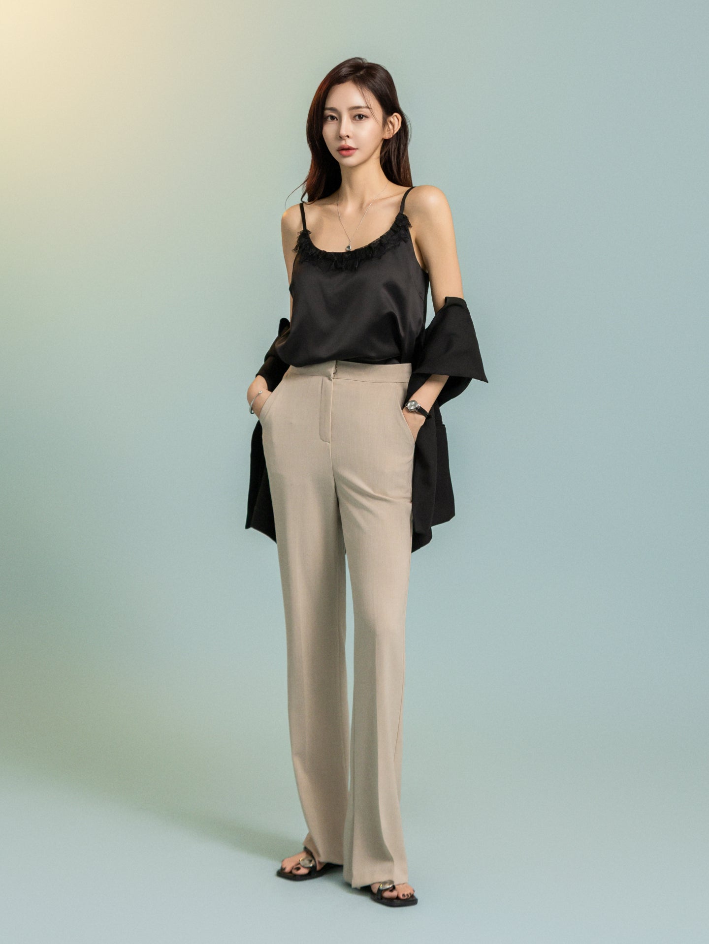 Linen Boot Cut Slacks