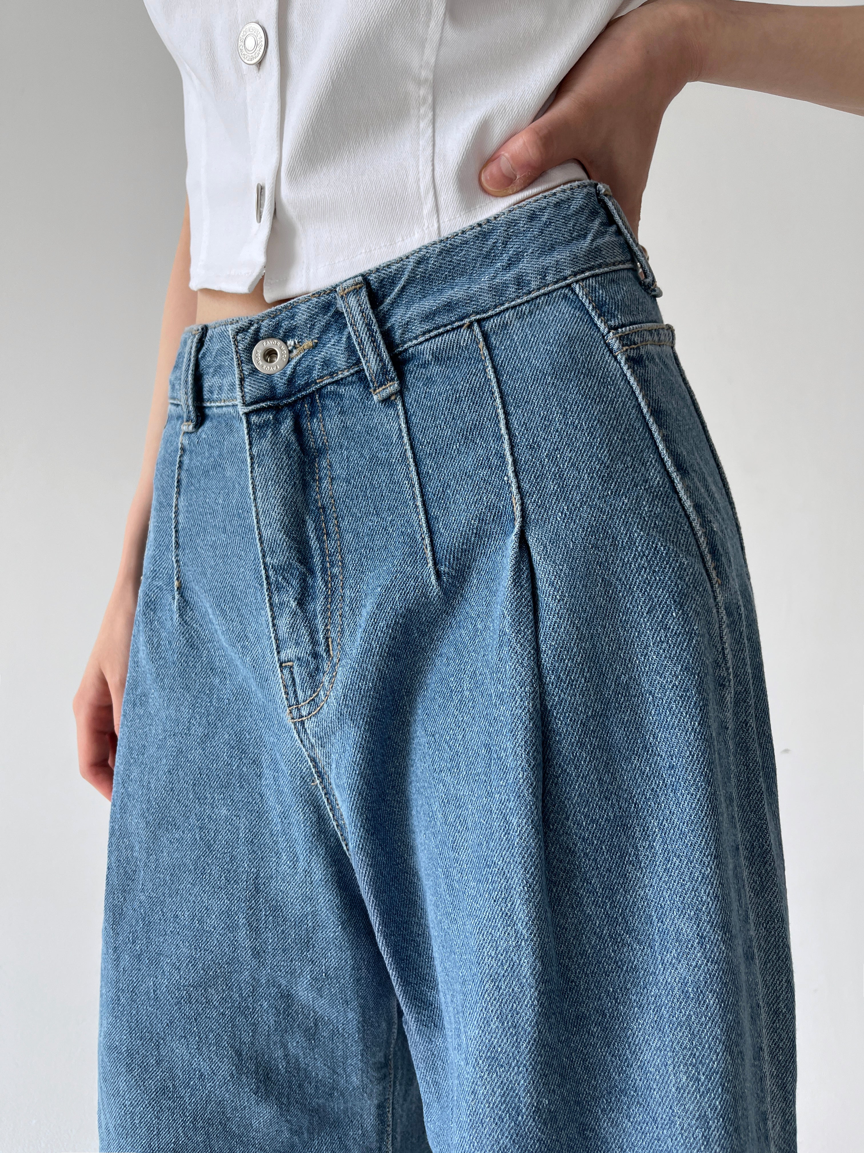Waist Hugger Wide Jeans