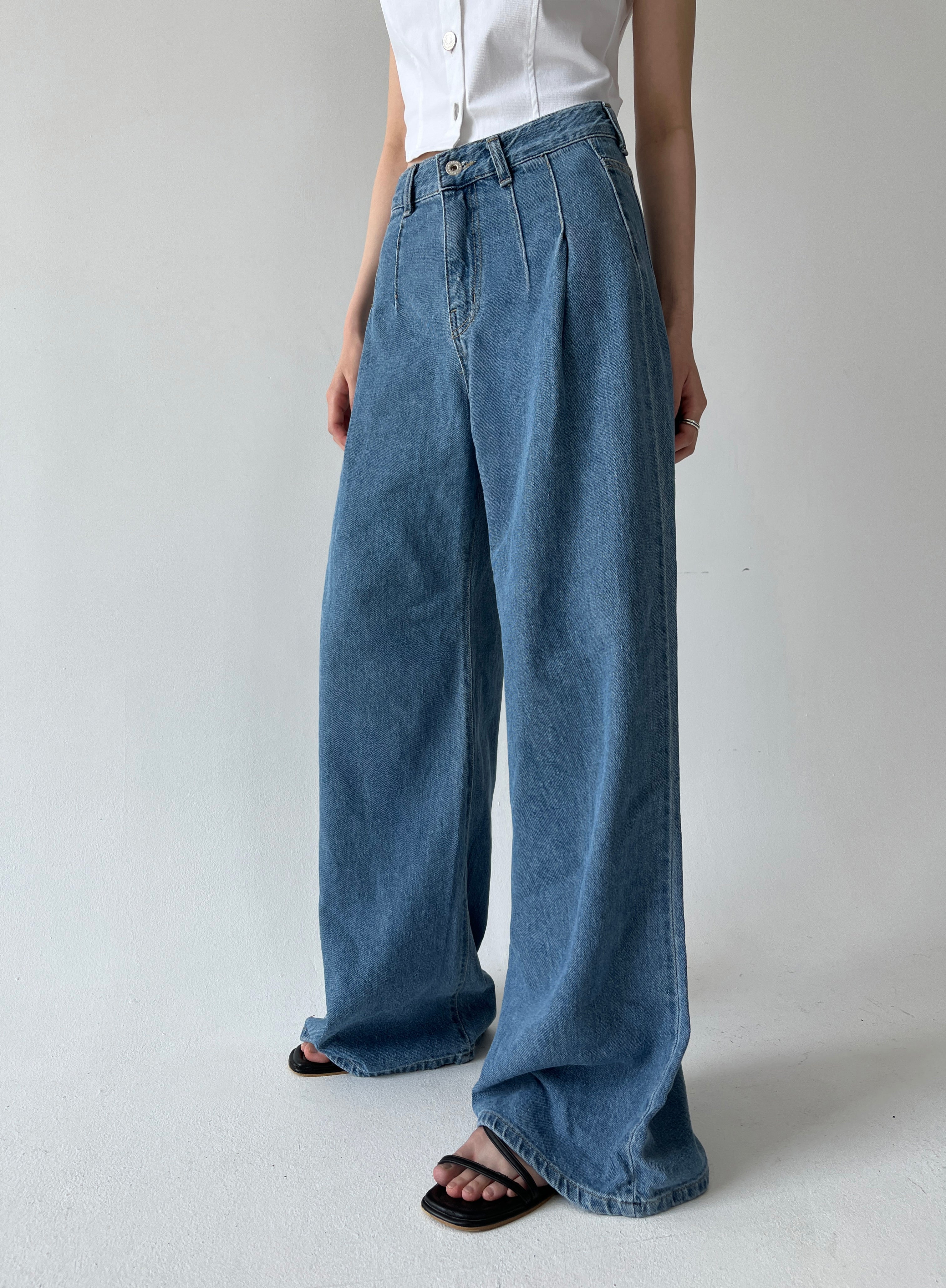 Waist Hugger Wide Jeans