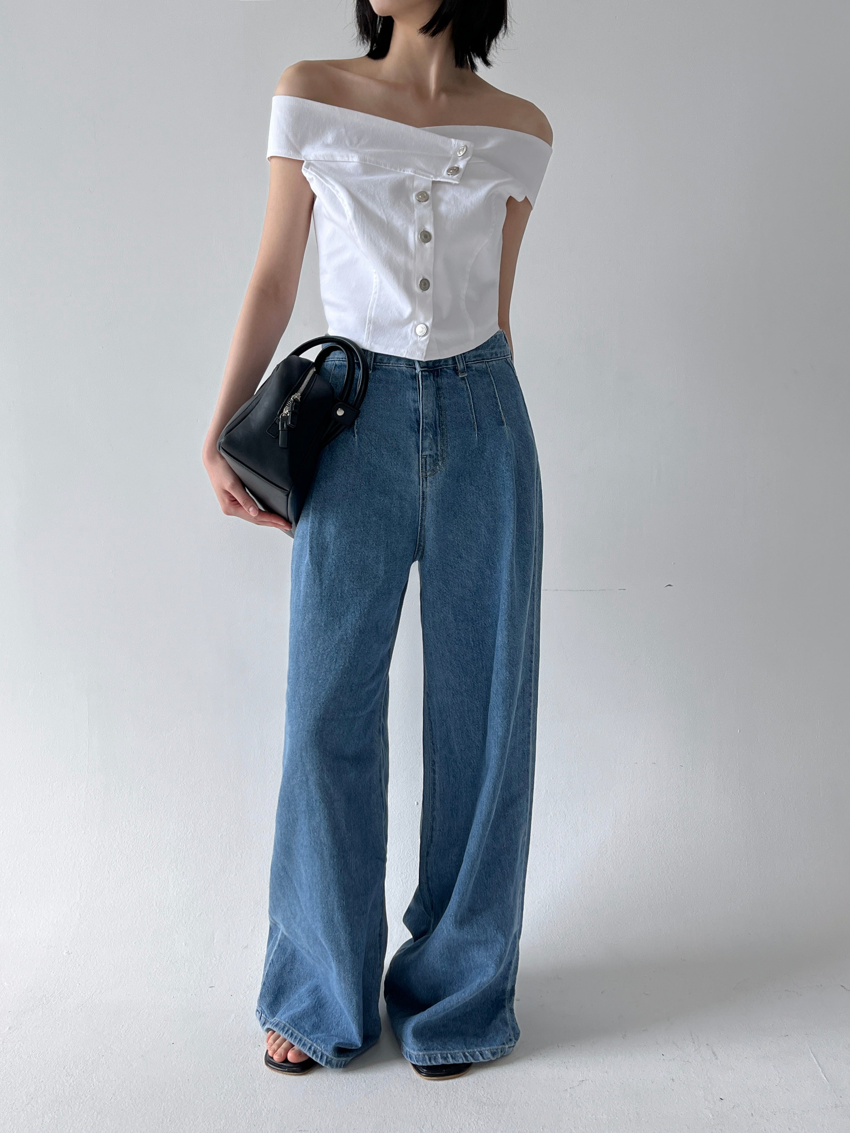 Waist Hugger Wide Jeans