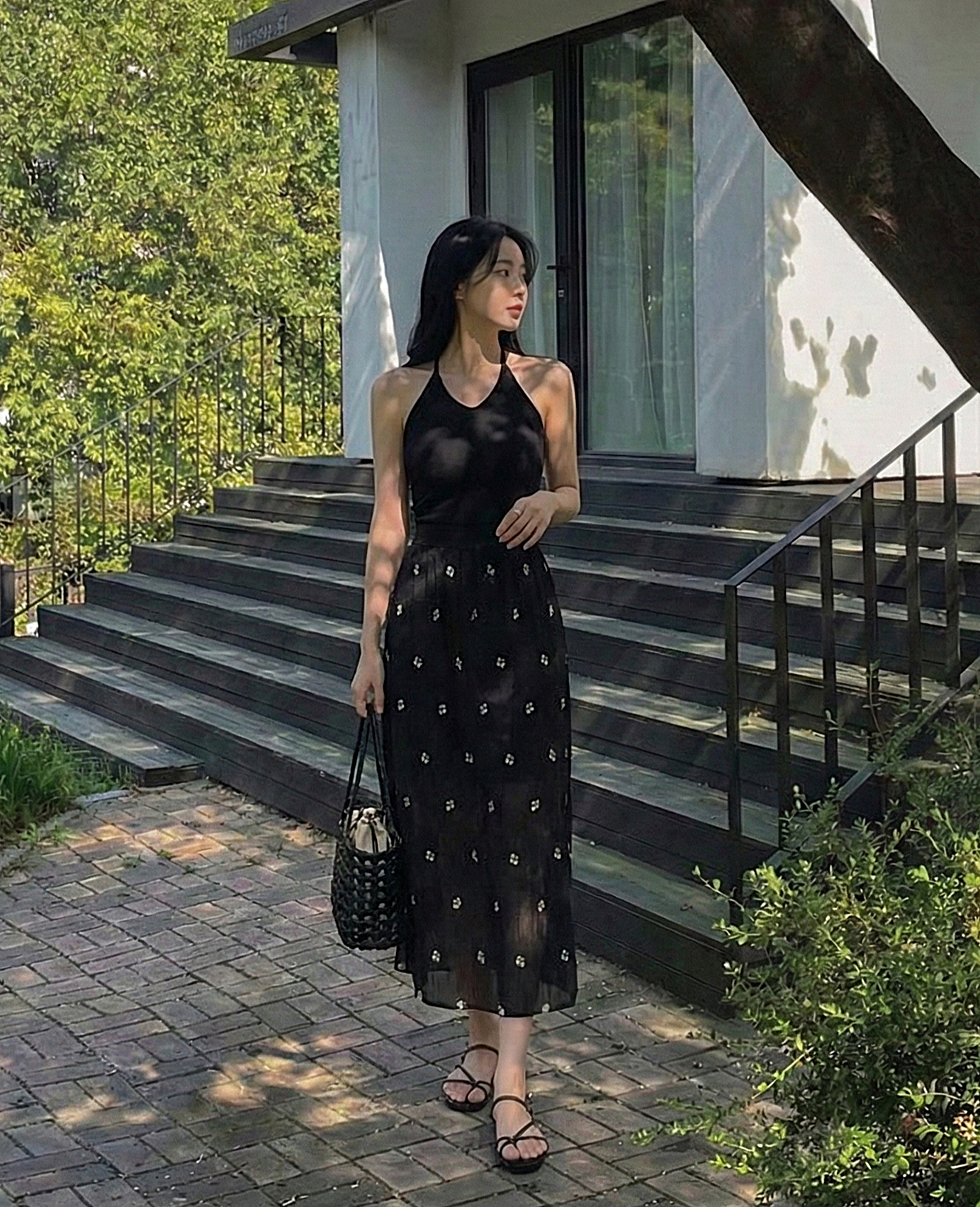 Jeju Flower Embrodied Skirt