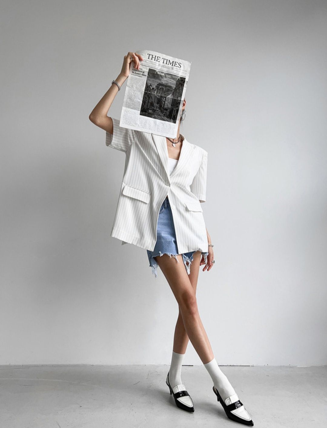 Stripe back slit Jacket